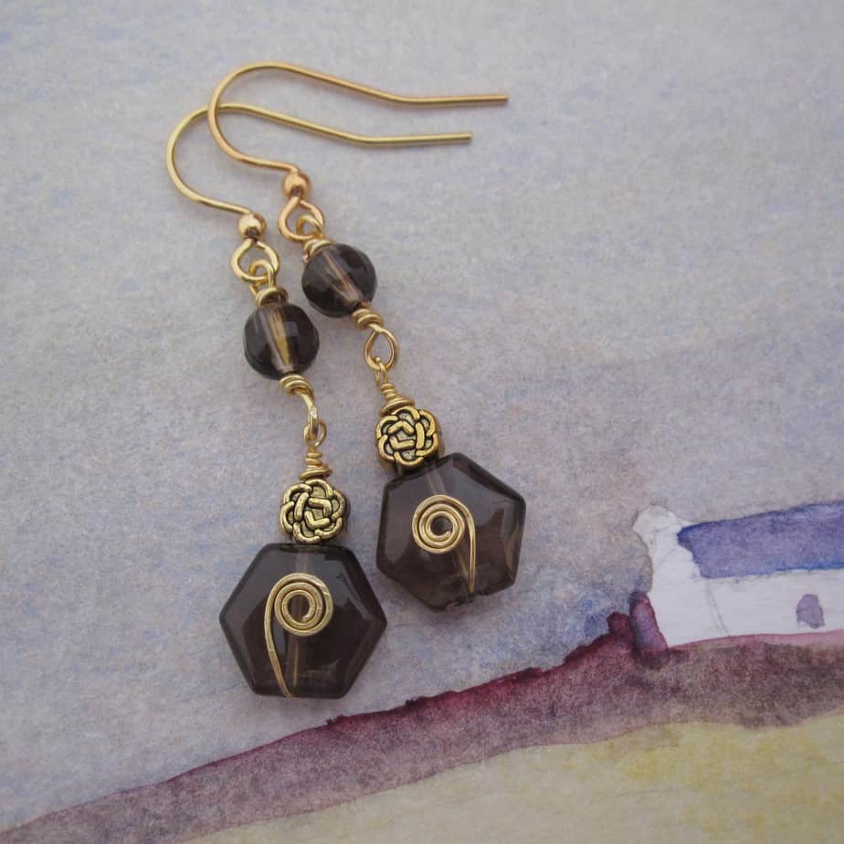 Smokey Quartz Earrings by Indigo Berry