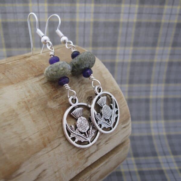 Thistle Earrings with Amethyst and Jasper by Indigo Berry