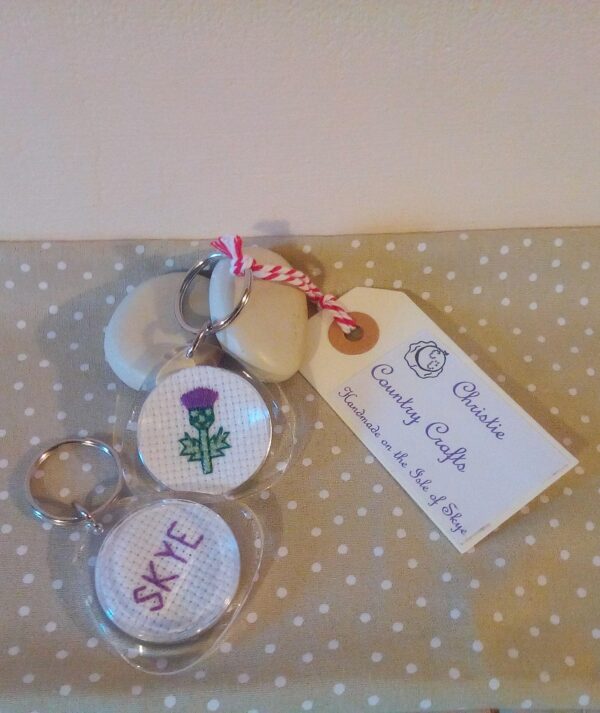 Skye Thistle Keyring - handmade by Christie Country Crafts