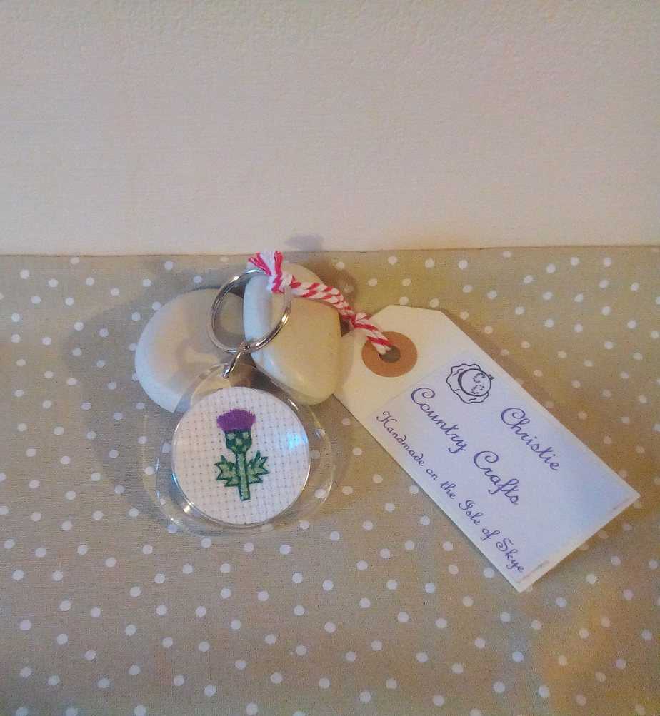 Skye Thistle Keyring - handmade by Christie Country Crafts (view 2)