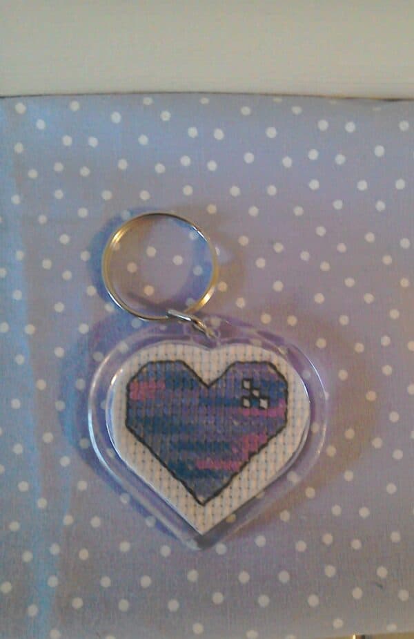 Sweet Dreams Cross Stitched heart Keyring