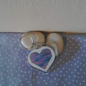 Sweet Dreams Cross Stitched heart Keyring - Image 3