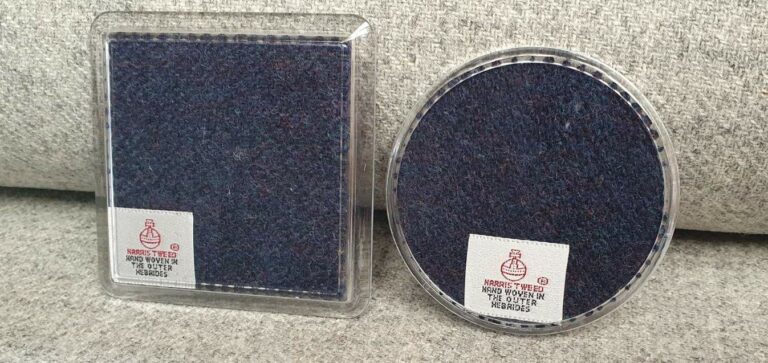 Speckled Navy Harris Tweed Coaster - handmade by Taobh Tuath Tweeds