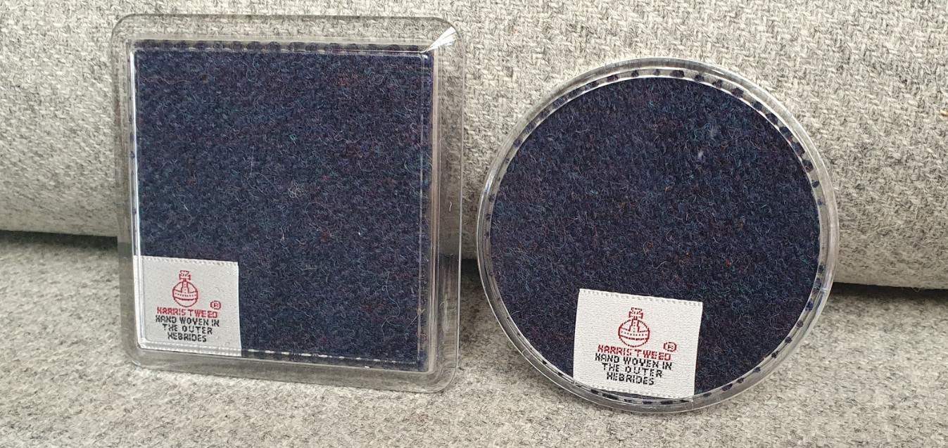 Speckled Navy Harris Tweed Coaster - handmade by Taobh Tuath Tweeds
