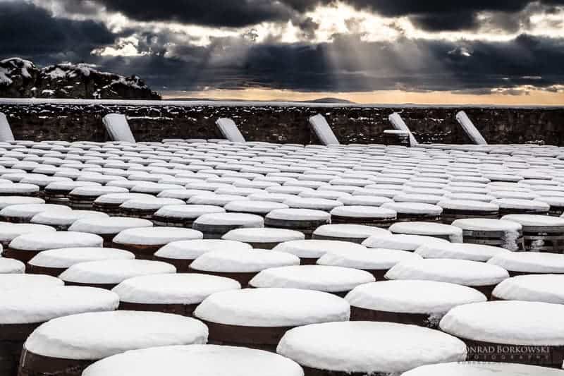 Snow Covered Whisky Barrels - handmade by Konrad Borkowski