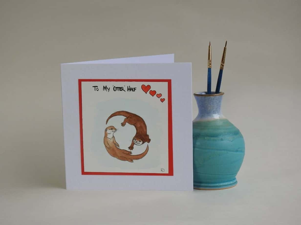 Valentines Card - To My Otter Half - handmade by Karen Lambie Artist