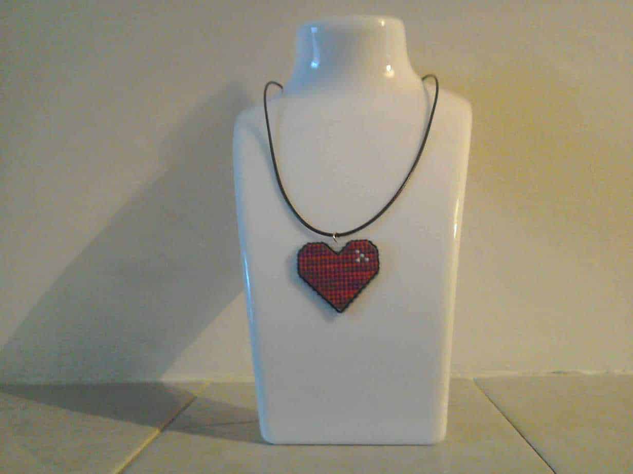 Love is in the Air Cross Stitched Heart Necklace - handmade by Christie Country Crafts