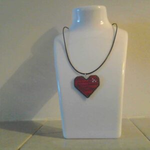 Love is in the Air Cross Stitched Heart Necklace - handmade by Christie Country Crafts (view 2)