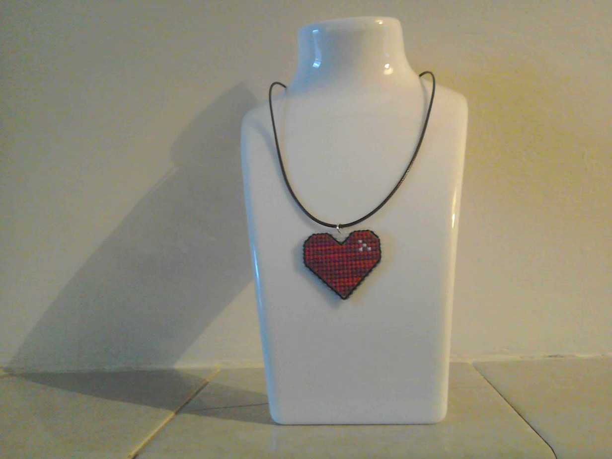 Love is in the Air Cross Stitched Heart Necklace - handmade by Christie Country Crafts (view 2)