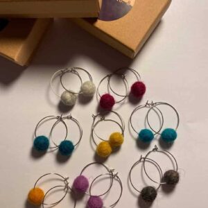 Felt ball hoop earrings - handmade by Crafting at No 8 (view 4)
