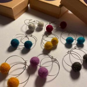 Felt ball hoop earrings - handmade by Crafting at No 8 (view 5)