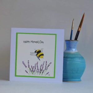 Mother's Day Card - Bee & Lavender - handmade by Karen Lambie Artist