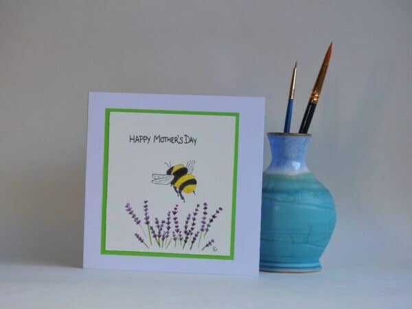 Mother's Day Card - Bee & Lavender - handmade by Karen Lambie Artist
