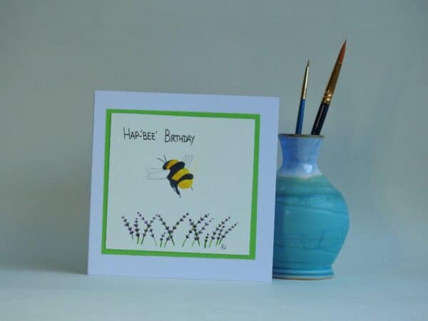 Birthday Card - Hap'Bee' Birthday - handmade by Karen Lambie Artist