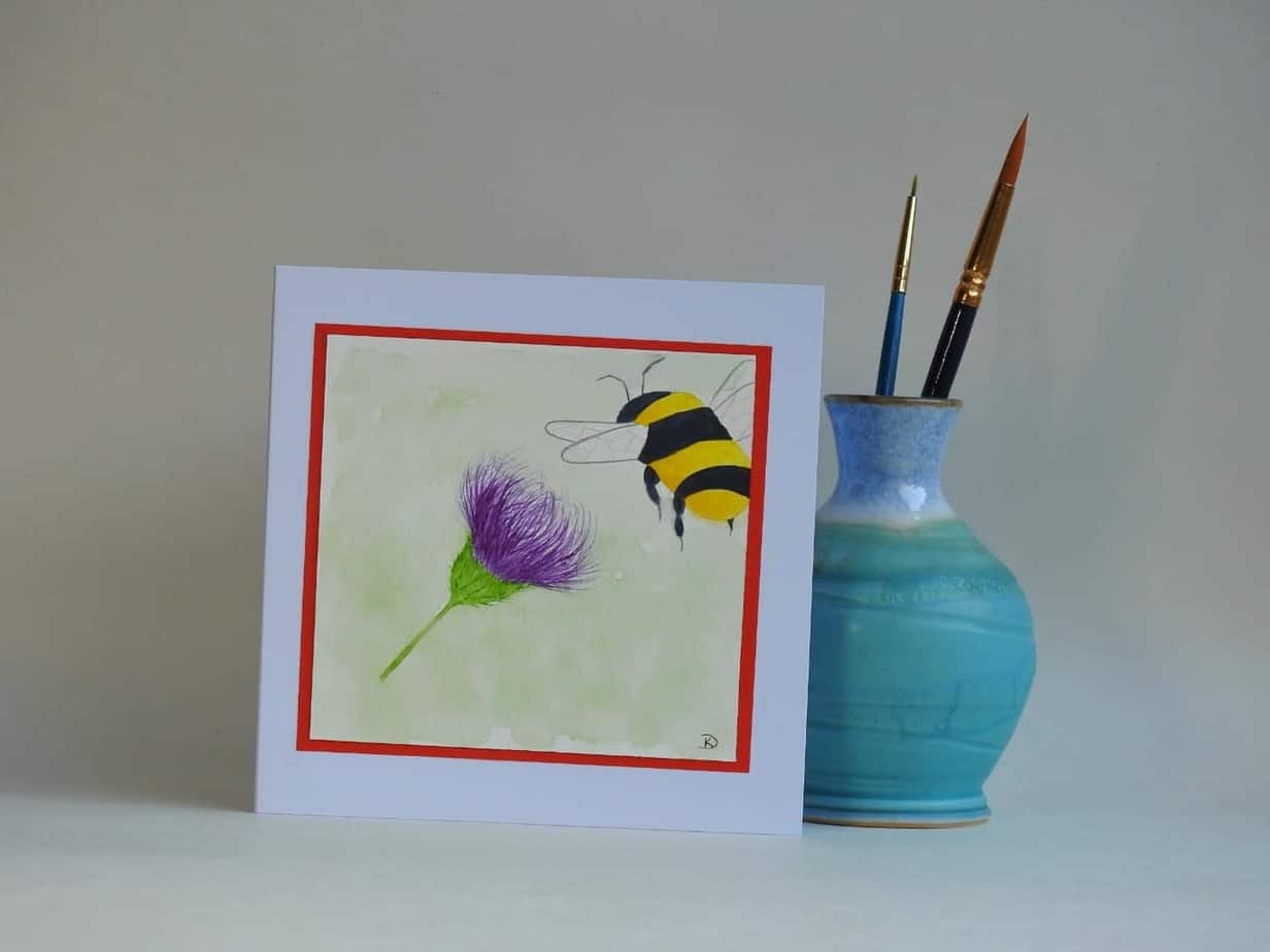 Card - Bee & Thistle - handmade by Karen Lambie Artist