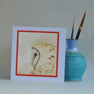 Original Watercolour Greetings Card - Barn Owl - Image 1