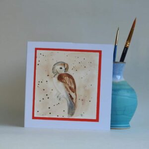 Original Watercolour Greetings Card - Tawny Owl - Image 1