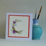 Original Watercolour Greetings Card – Thistle & Butterflies