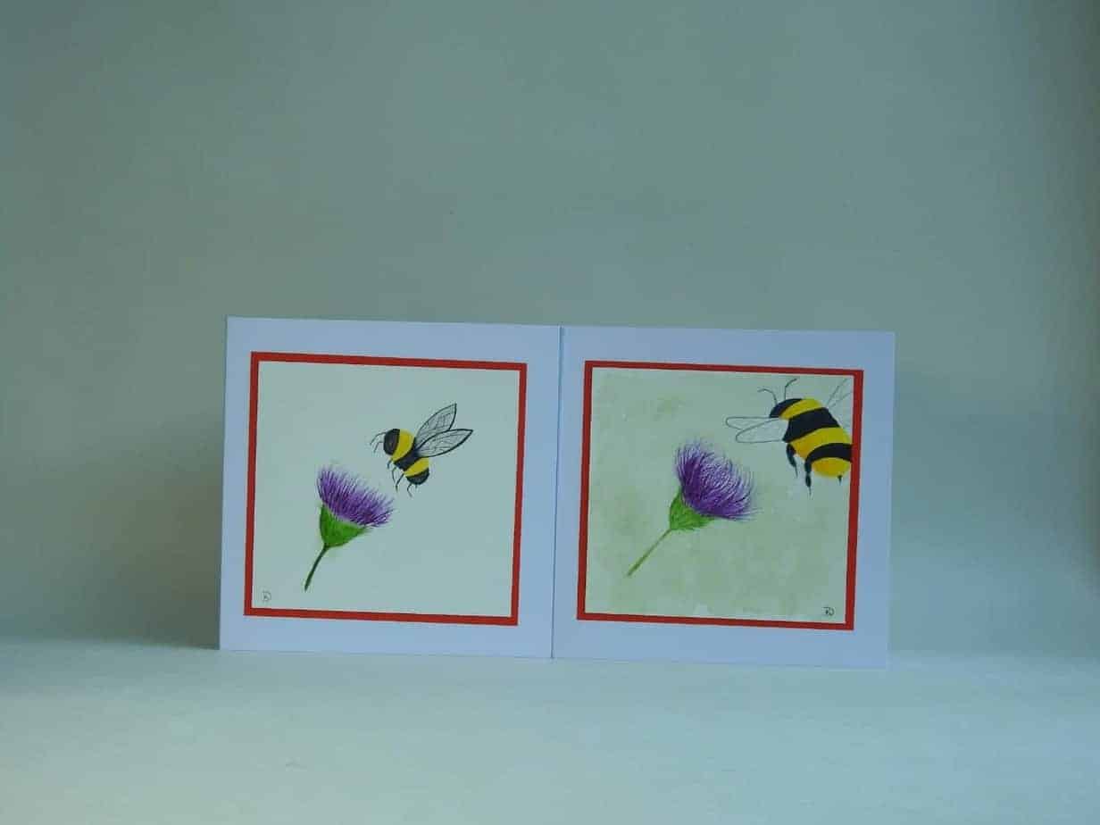 Card - Bee & Thistle - handmade by Karen Lambie Artist (view 2)