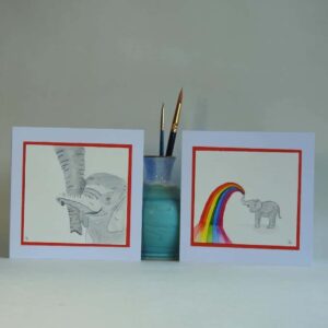 Original Watercolour Greetings Card - Baby Elephant - handmade by Karen Lambie Artist (view 2)