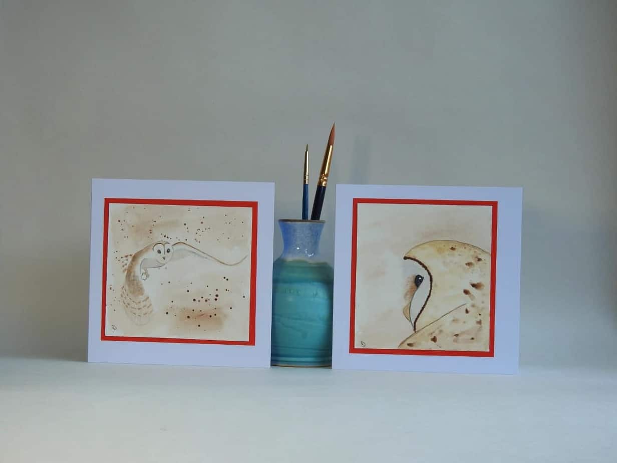 Original Watercolour Greetings Card - Barn Owl - Image 2