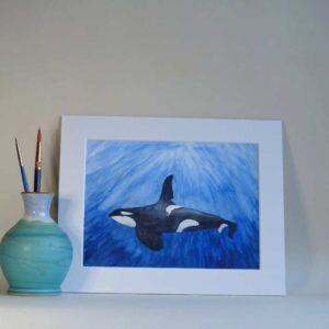 Killer whale (Orca) original watercolour painting - John Coe