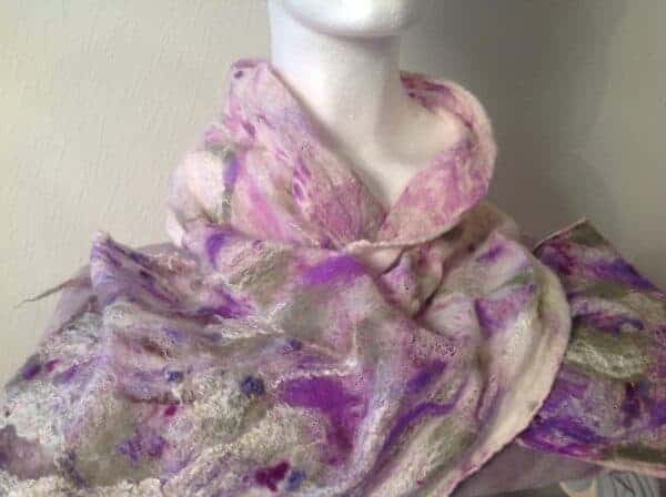 Heathery Hills; Nuno felted scarf - handmade by Driftwood Bute (view 7)