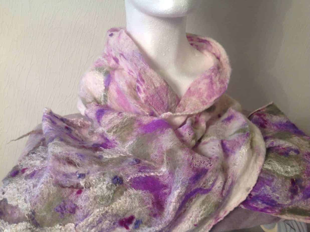 Heathery Hills; Nuno felted scarf - handmade by Driftwood Bute (view 7)