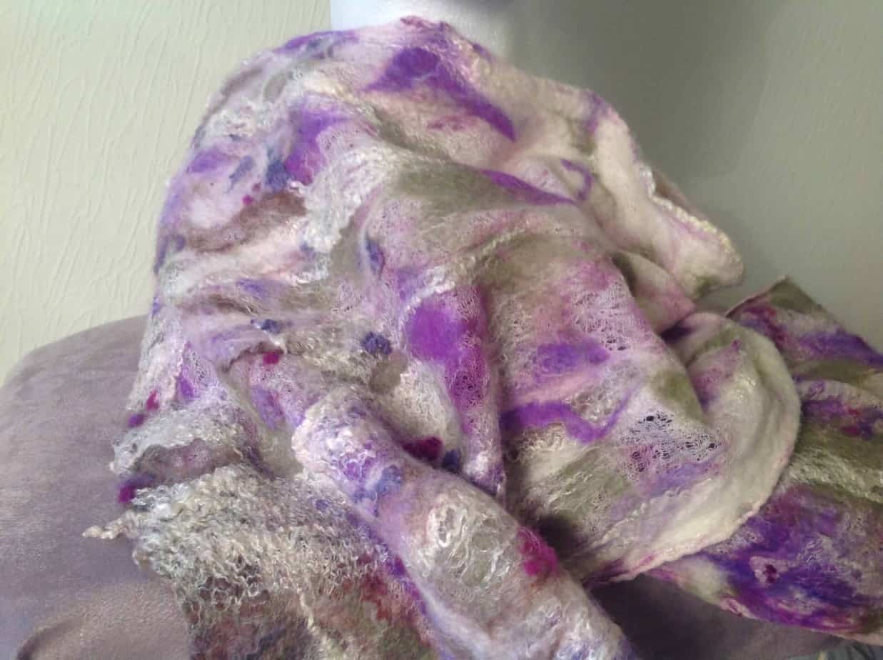 Heathery Hills; Nuno felted scarf - handmade by Driftwood Bute (view 6)