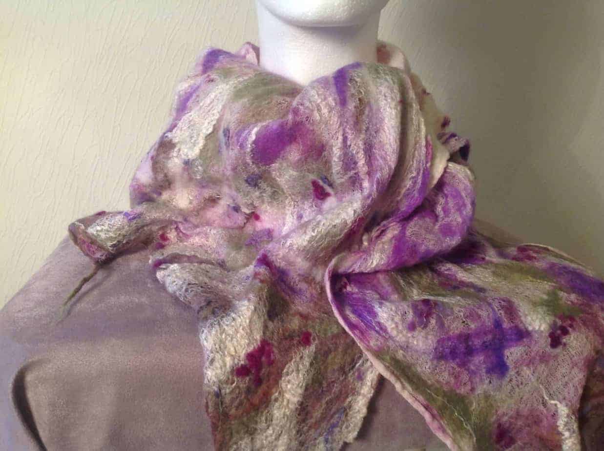 Heathery Hills; Nuno felted scarf - handmade by Driftwood Bute (view 5)