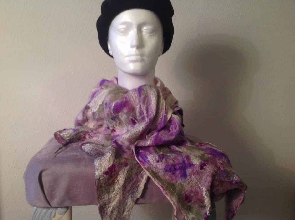 Heathery Hills; Nuno felted scarf - handmade by Driftwood Bute (view 4)