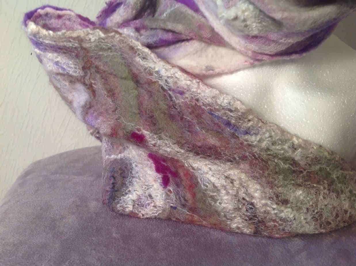 Heathery Hills; Nuno felted scarf - handmade by Driftwood Bute (view 2)