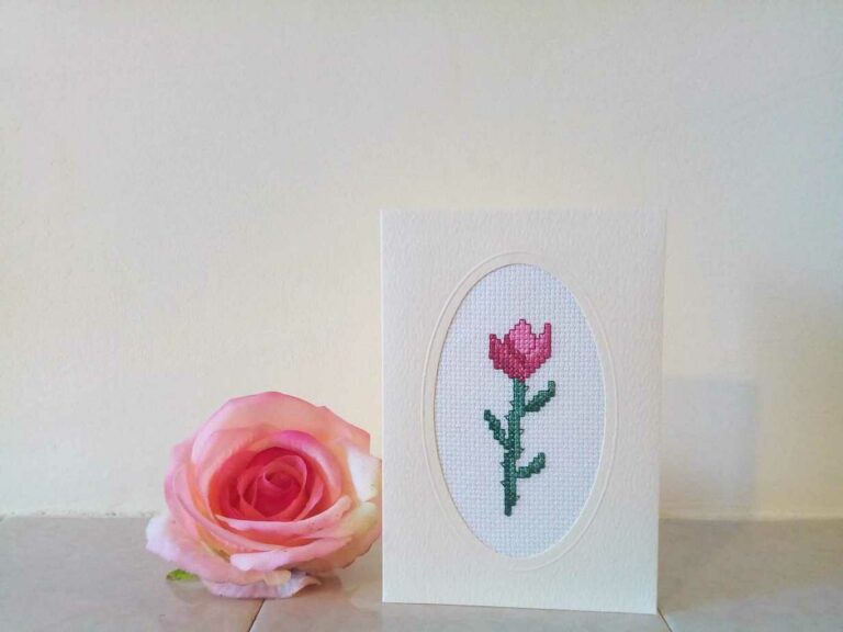 Rose Bud Greetings Card - handmade by Christie Country Crafts