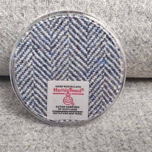 Navy/Cream Herringbone Harris Tweed Coaster - Image 3