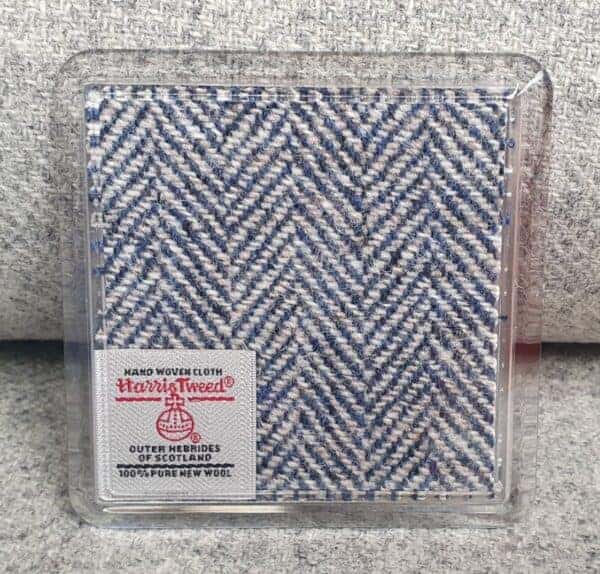 Navy/Cream Herringbone Harris Tweed Coaster