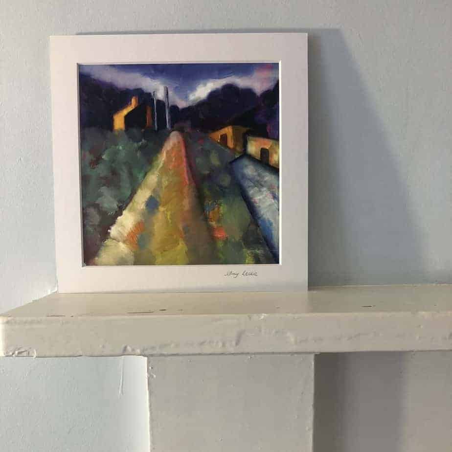 Path to the woods. Mounted print of original oil painting of Kilchattan Bay on Isle of Bute - handmade by Seaholly Studio (view 3)
