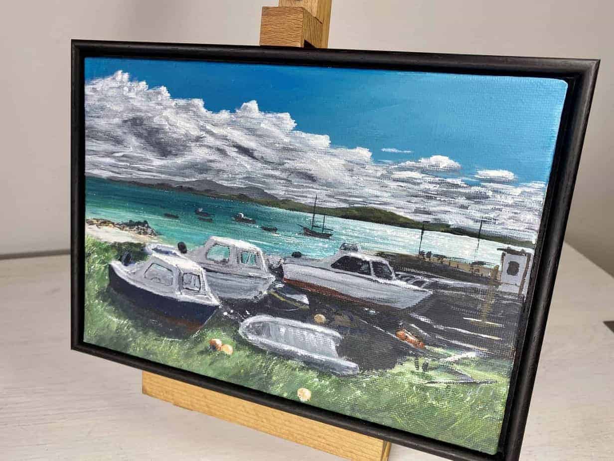 The boat park, Iona Original framed painting - handmade by IonaImages