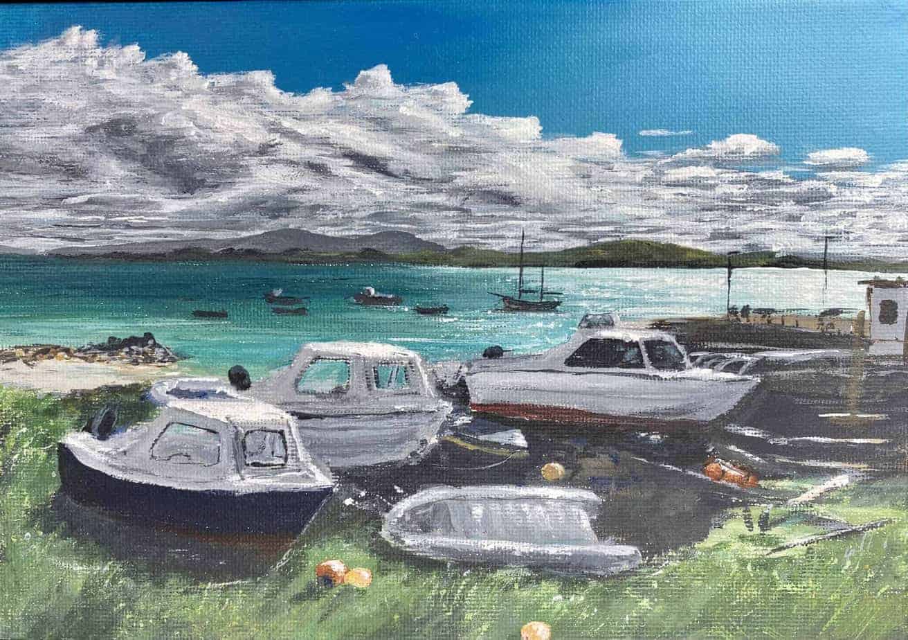 The boat park, Iona Original framed painting - handmade by IonaImages (view 2)