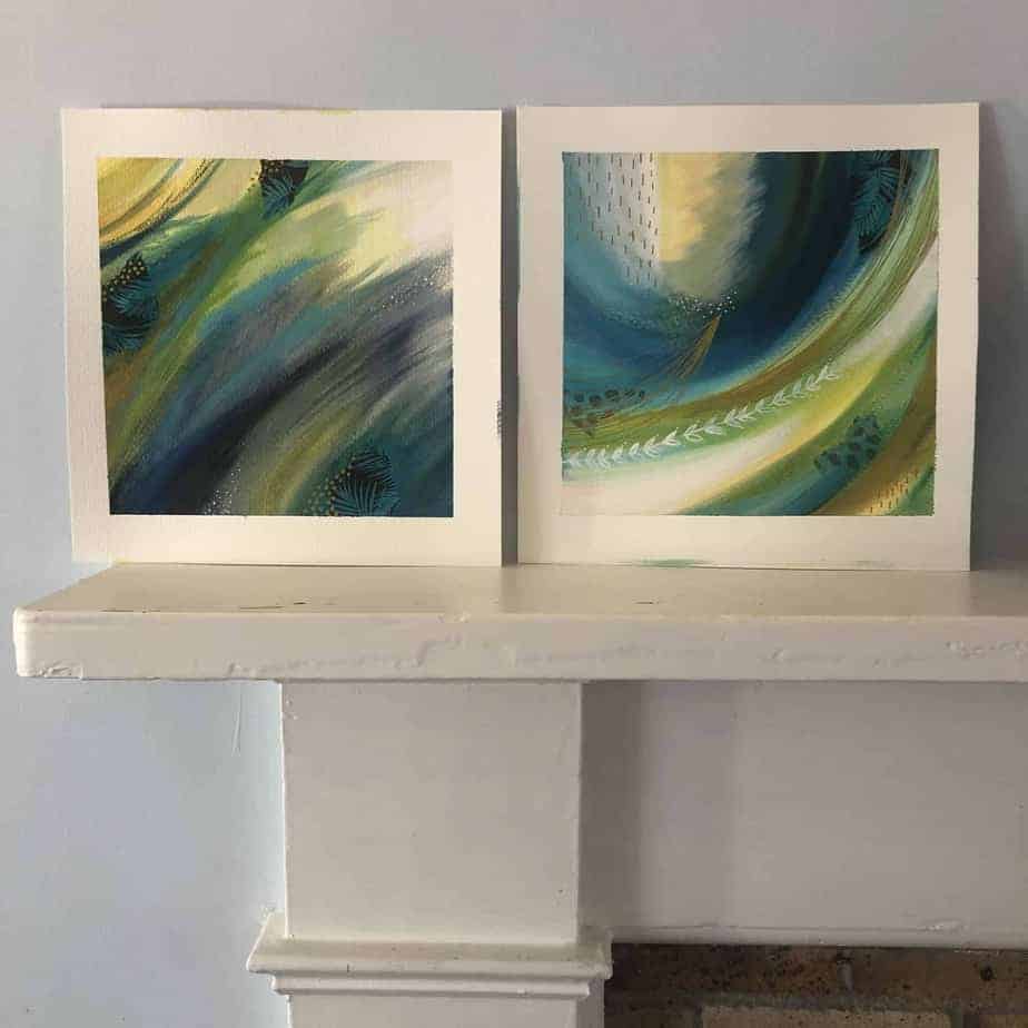 The crest of a wave. Abstract painting inspired by Luskentyre beach in Harris - handmade by Seaholly Studio (view 5)