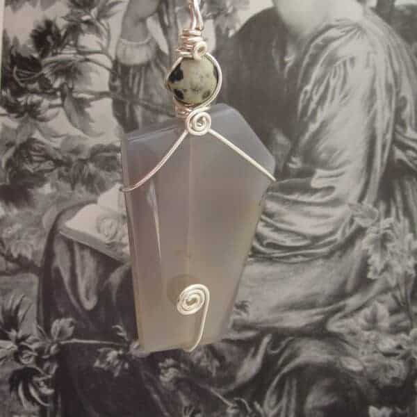 Grey Agate Statement Pendant - handmade by Indigo Berry (view 4)