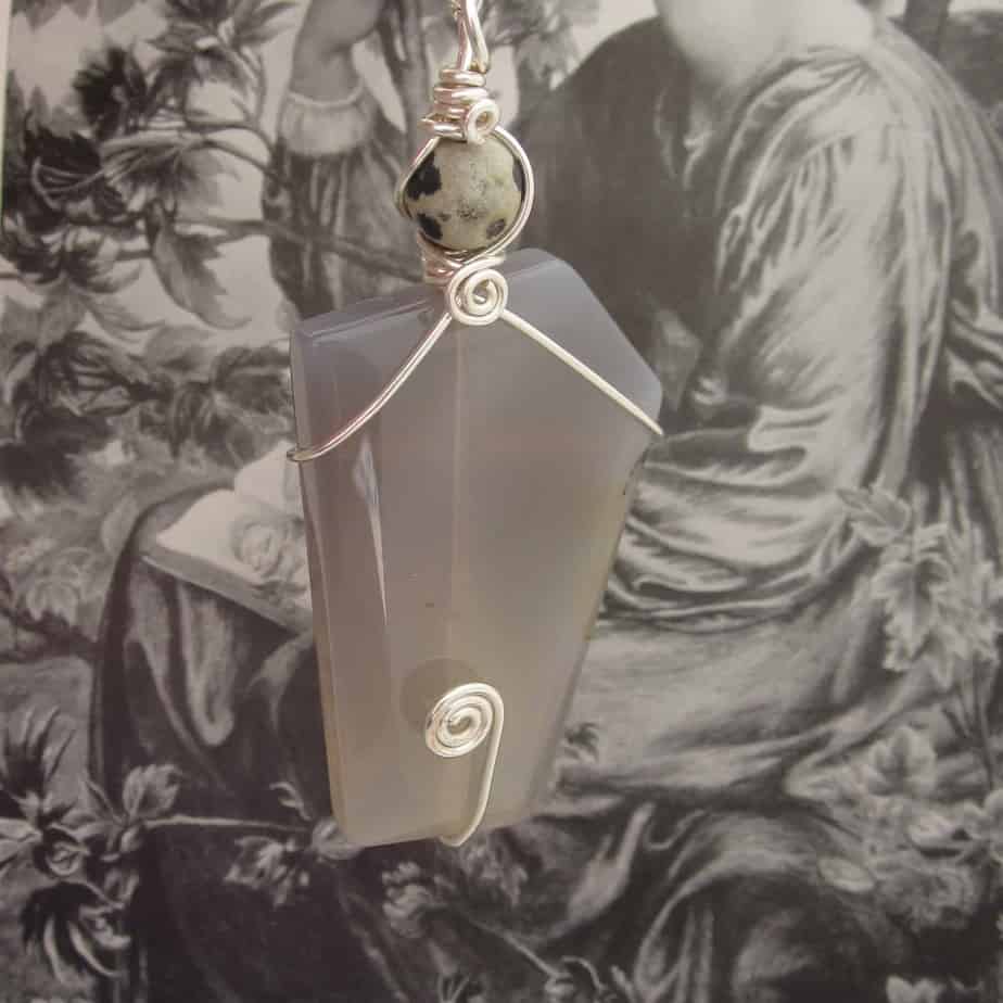 Grey Agate Statement Pendant - handmade by Indigo Berry (view 4)