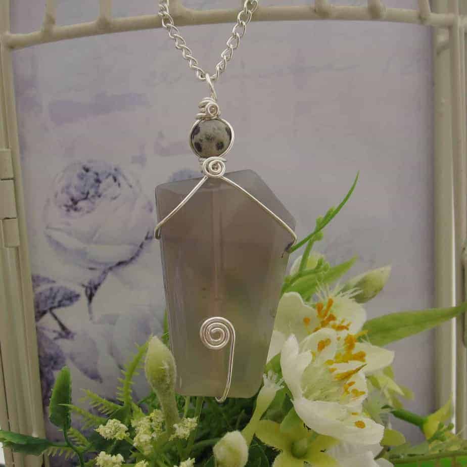 Grey Agate Statement Pendant - handmade by Indigo Berry