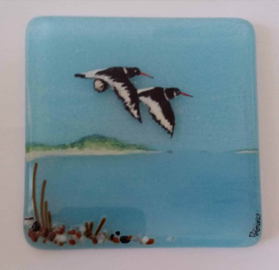 Oystercatchers over Cata - handmade by Ruth Brough