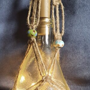 Macrame Bottle Lights with ladder strap beaded detailing - handmade by mac-RUM-e