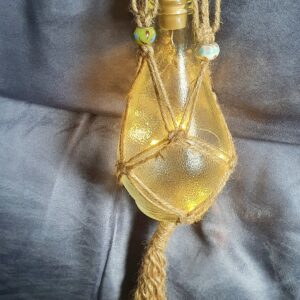 Macrame Bottle Lights with ladder strap beaded detailing - handmade by mac-RUM-e (view 4)