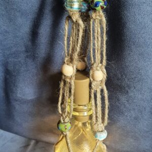Macrame Bottle Lights with ladder strap beaded detailing - handmade by mac-RUM-e (view 3)