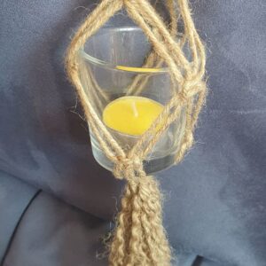 Macrame tealight holder - handmade by mac-RUM-e (view 3)