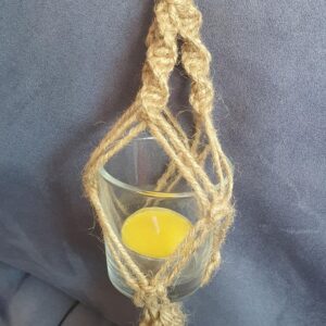 Macrame tealight holder - handmade by mac-RUM-e