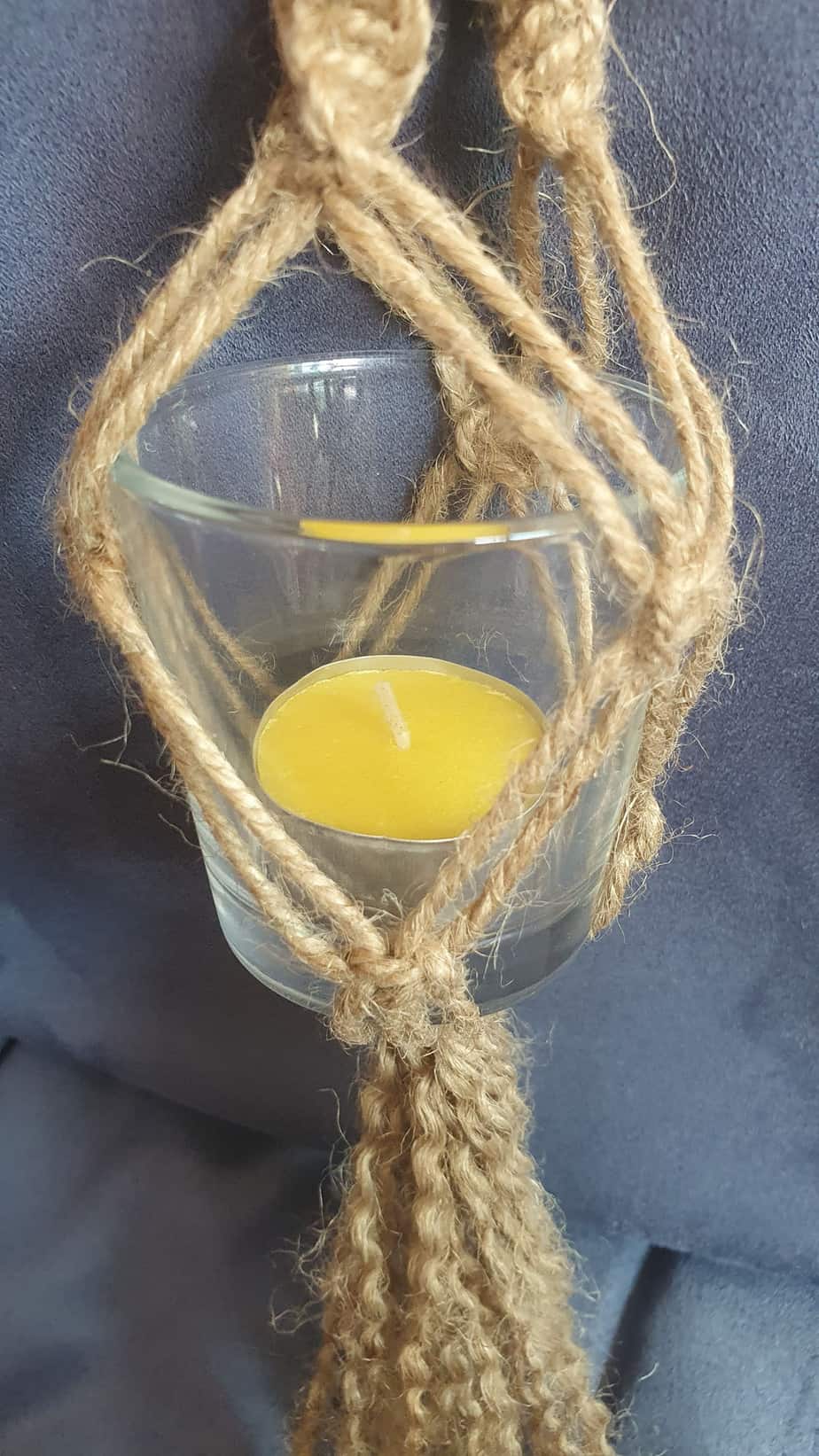 Macrame tealight holder - handmade by mac-RUM-e (view 4)