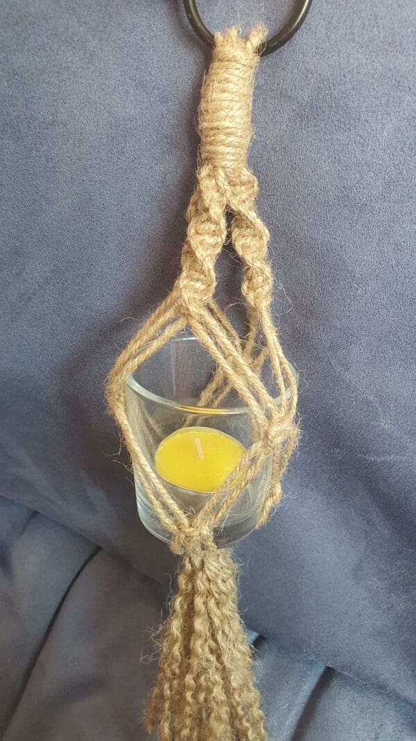 Macrame tealight holder - handmade by mac-RUM-e